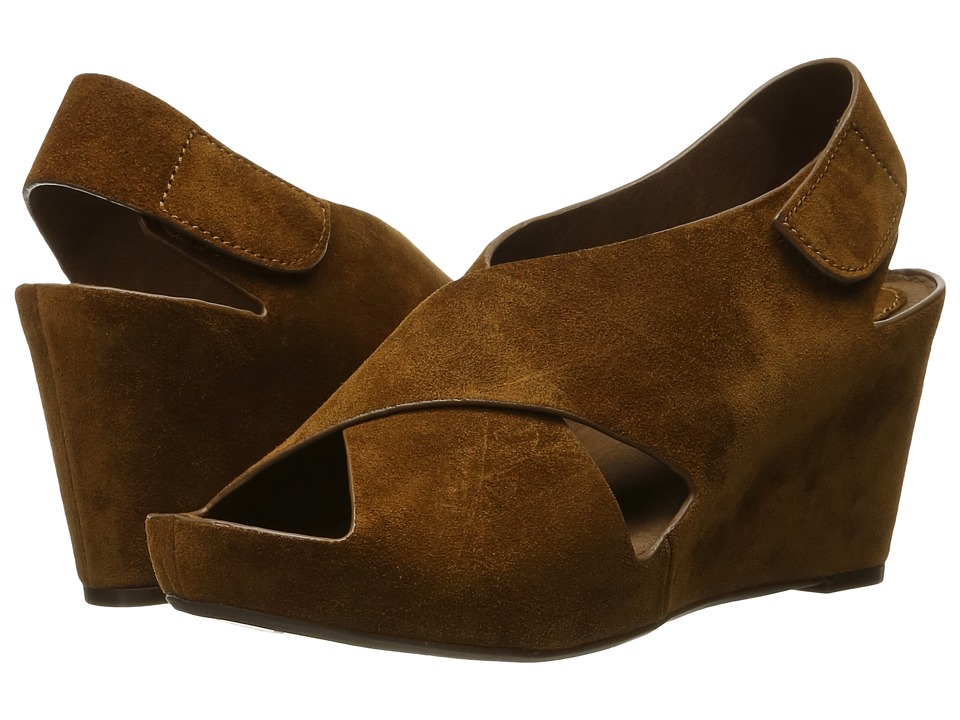 Johnston & Murphy Tori Cross Band Wedge (Cognac Italian Suede) Women