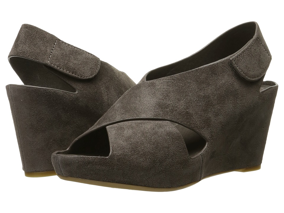 Johnston & Murphy Tori Cross Band Wedge (Charcoal Italian Suede) Women