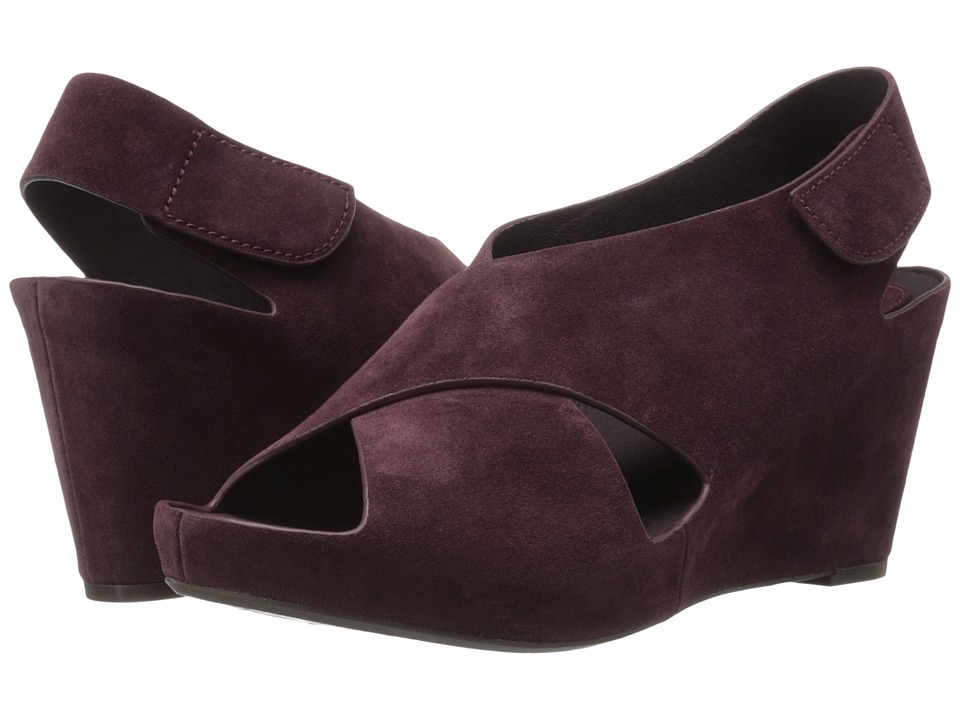 Johnston & Murphy Tori Cross Band Wedge (Wine Italian Suede) Women
