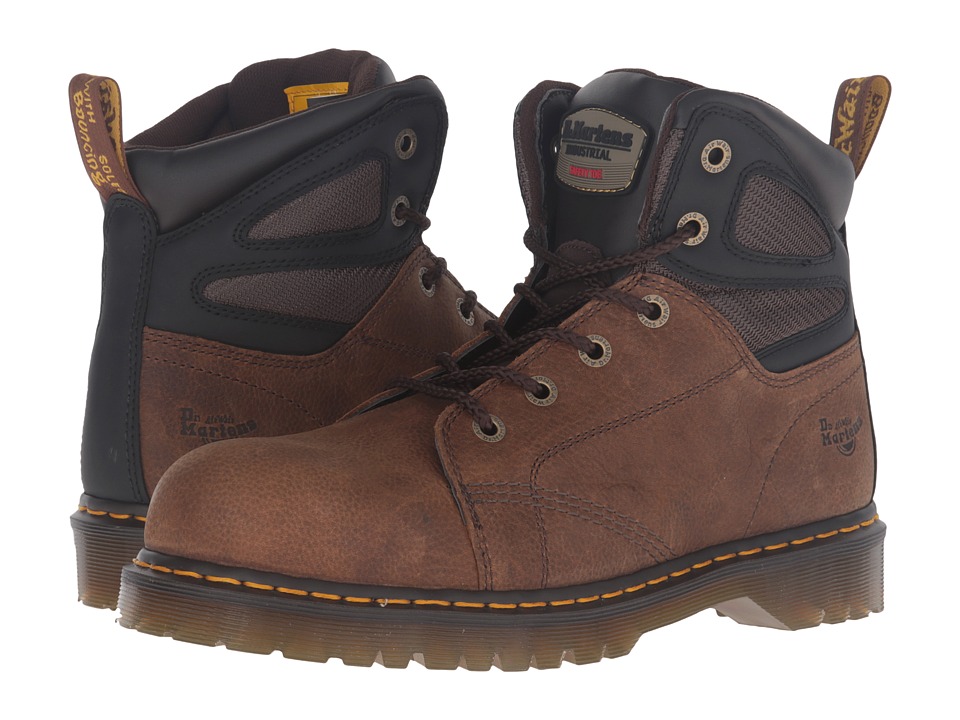 Dr. Martens Fairleigh Steel Toe 6-Eye Boot (Brown Overlord) Work Lace-up Boots
