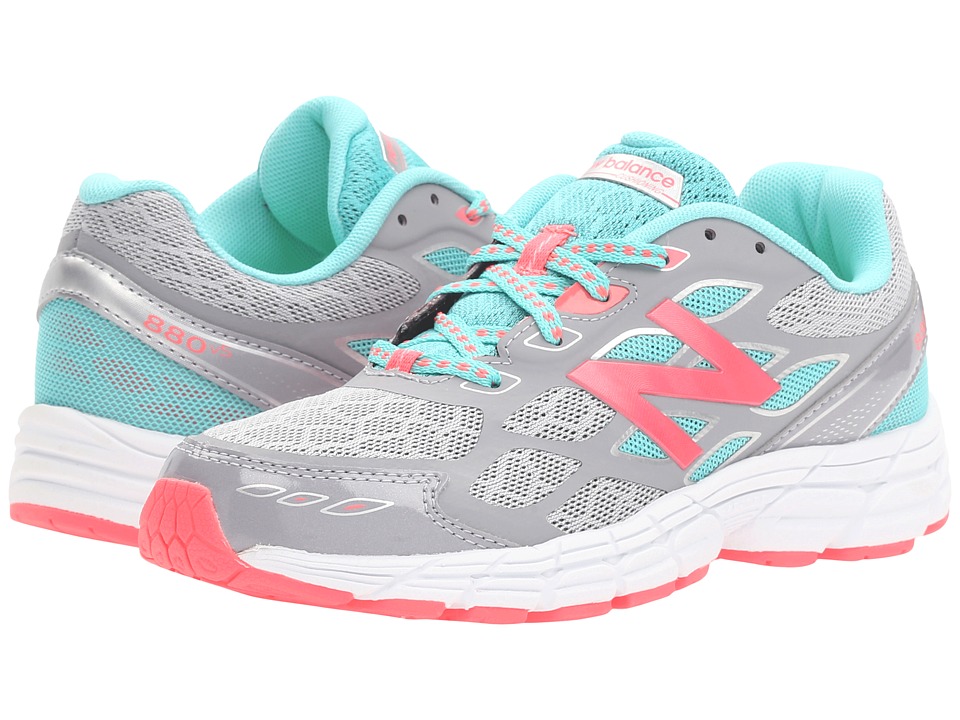 New Balance Kids 880 (Little Kid/Big Kid) (Grey/Pink) Girls Shoes