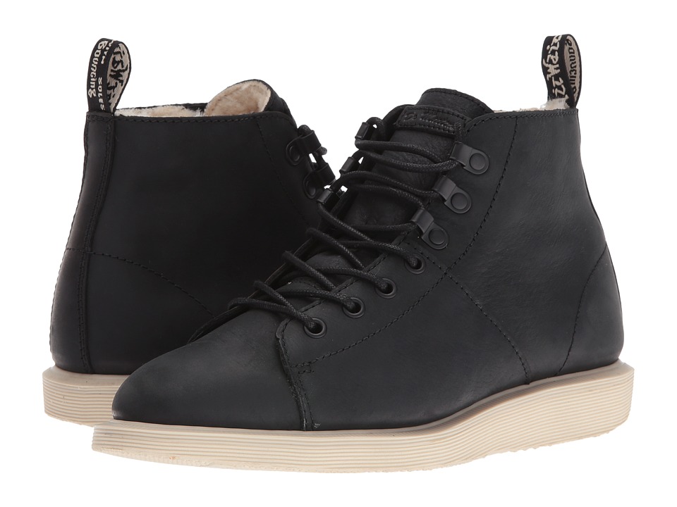 Dr. Martens Fur Lined Les Boot (Black Burnished Wyoming) Women