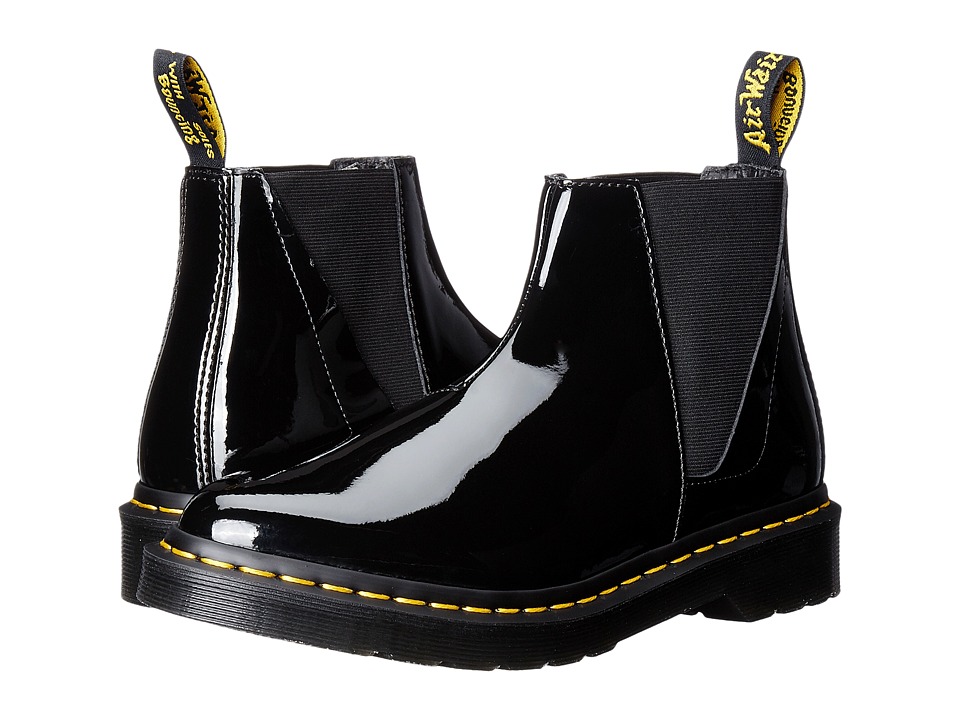 Dr. Martens Bianca Low Shaft Zip Chelsea (Black Patent Lamper) Women