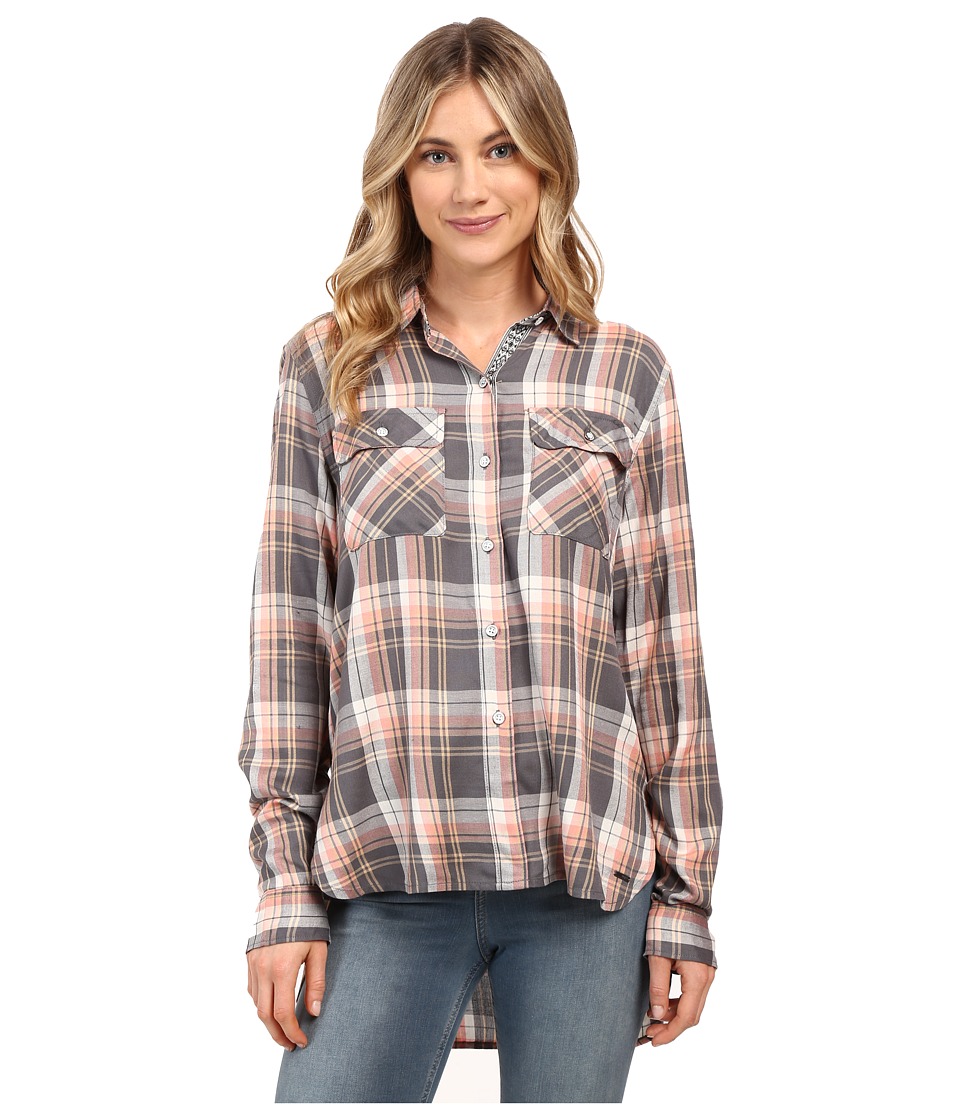 Roxy - Sunday Funday Plaid Button Up Top (Smoked Pearl Lamont Plaid) Women