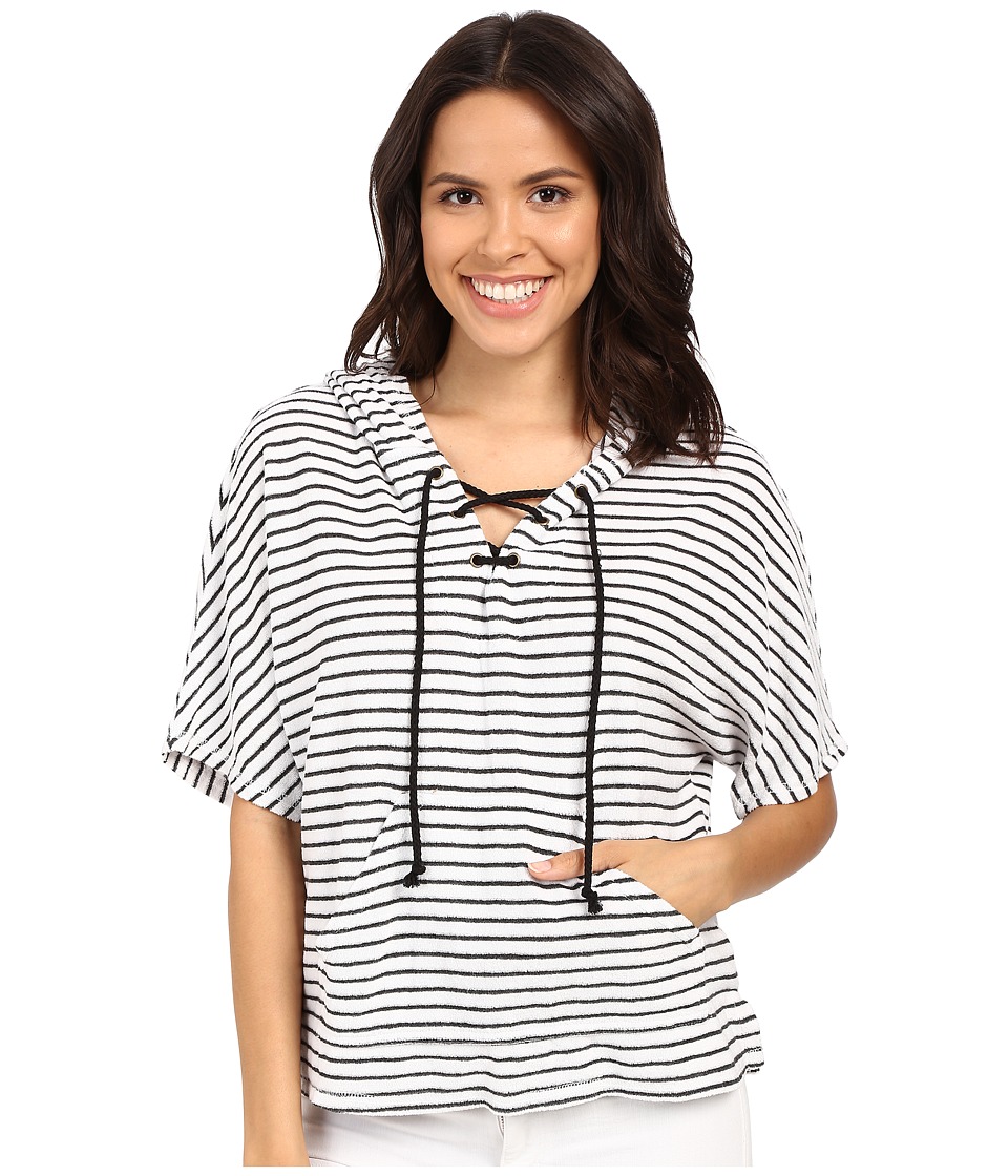 Michael Stars Playa Stripe Lace-Up Baja Top (White) Women