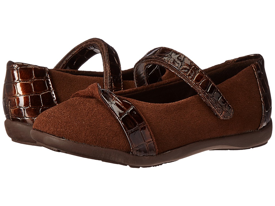 Jumping Jacks Kids Balleto Twist (Toddler/Little Kid/Big Kid) (Brown Suede/Croco) Girls Shoes