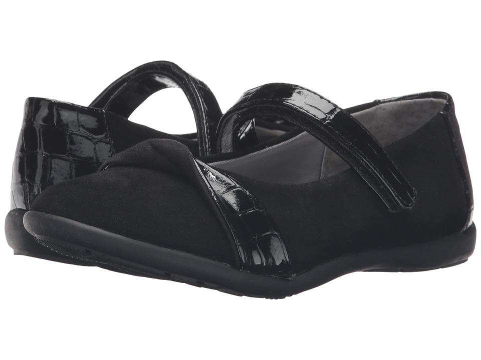 Jumping Jacks Kids Balleto Twist (Toddler/Little Kid/Big Kid) (Black Suede/Croco) Girls Shoes