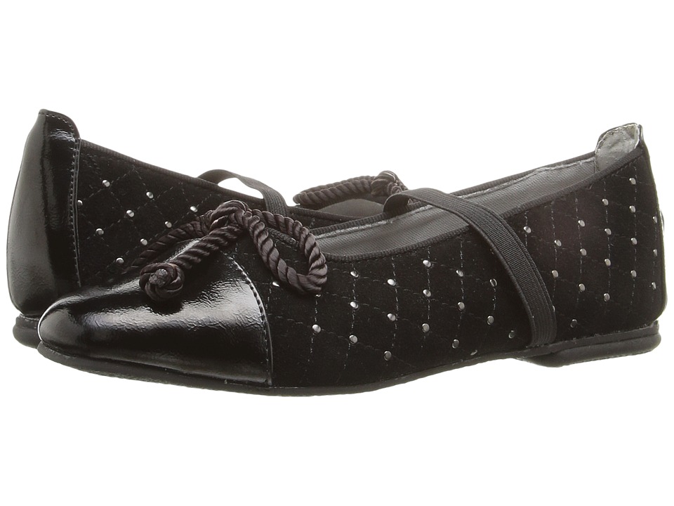 Jumping Jacks Kids Balleto Katrina (Toddler/Little Kid/Big Kid) (Black Suede/Krinkle) Girls Shoes