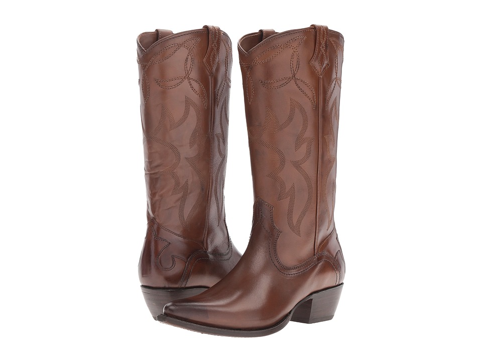 Frye Shane Embroidered Tall (Whiskey Smooth Veg Calf) Cowboy Boots