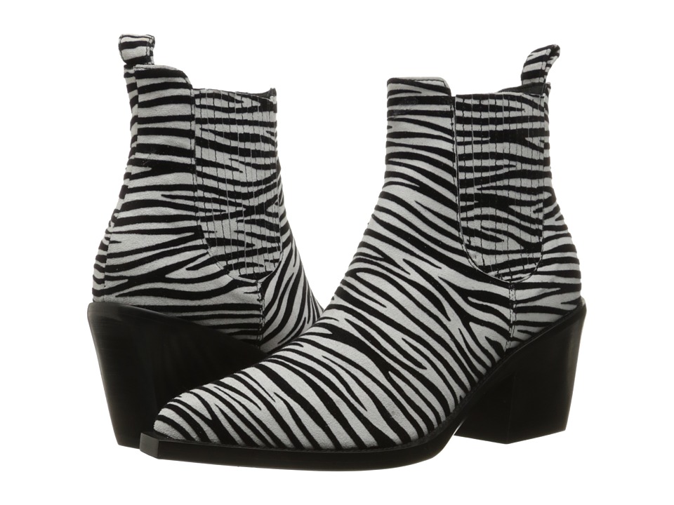 Just Cavalli Suede Zebra Flocked Ankle Boot (White) Women