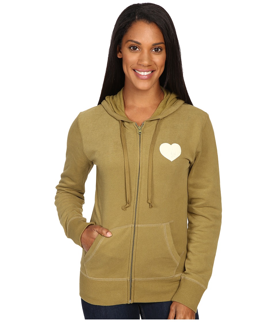 Life is Good Spread Good Vibes Heart Go-To Zip Hoodie (Woodland Green) Women
