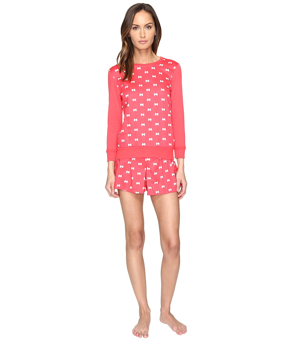 Kate Spade New York - Sateen Modal Jersey Skort Pajama Set (Bow Tie Mini Geranium) Women