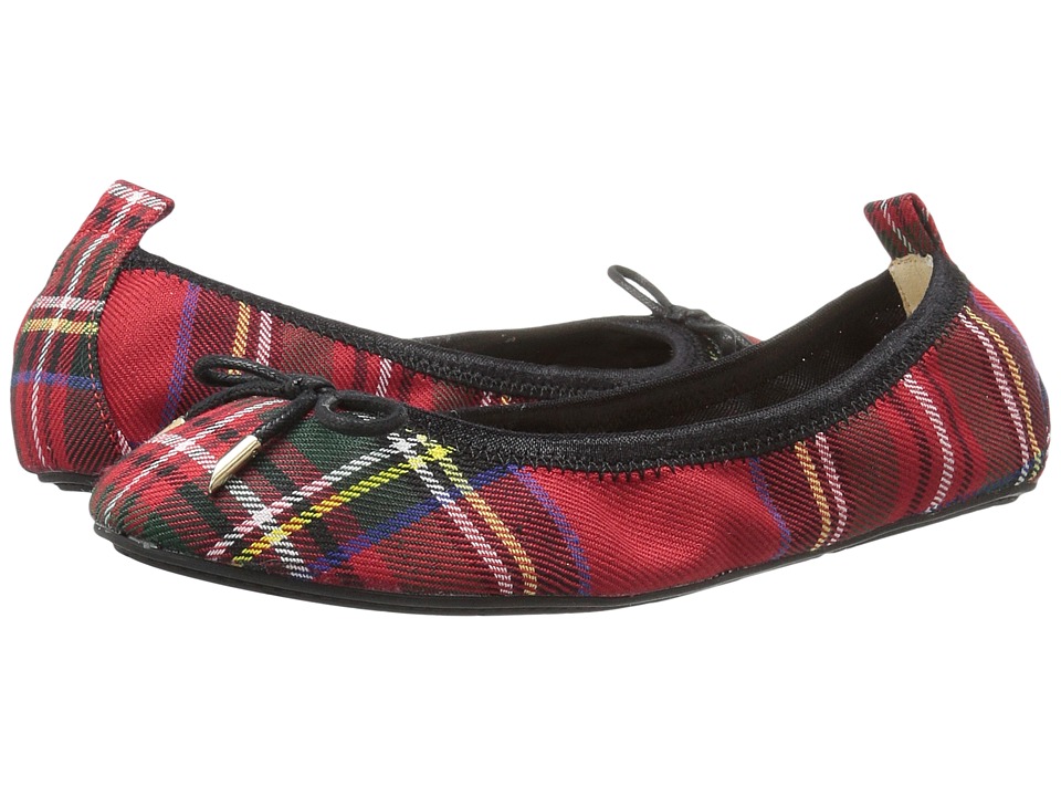 Yosi Samra Kids Sawyer Plaid Tartan Microfiber Leather Ballet Flat (Toddler/Little Kid/Big Kid) (Garnet Red) Girls Shoes