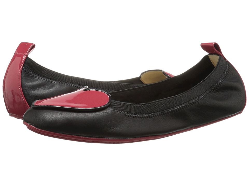 Yosi Samra Kids Suri Alsina/Soft Patent Leather Ballet Flat (Toddler/Little Kid/Big Kid) (Black/Garnet Red) Girls Shoes