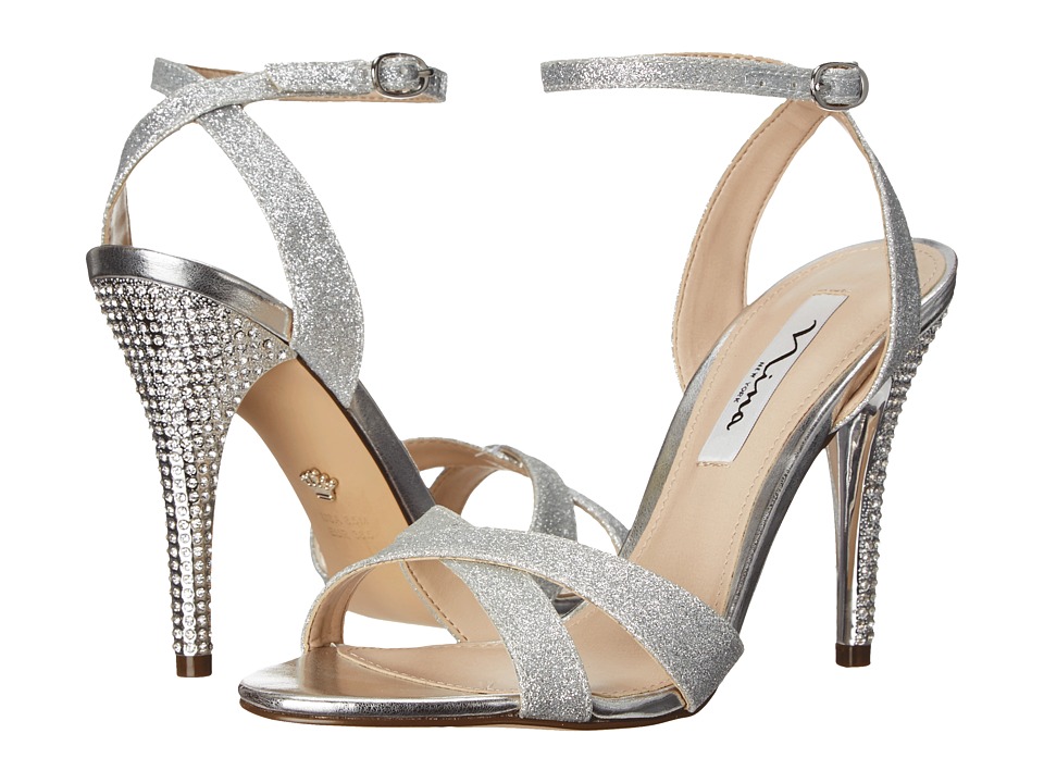 silver 2 inch heels for wedding