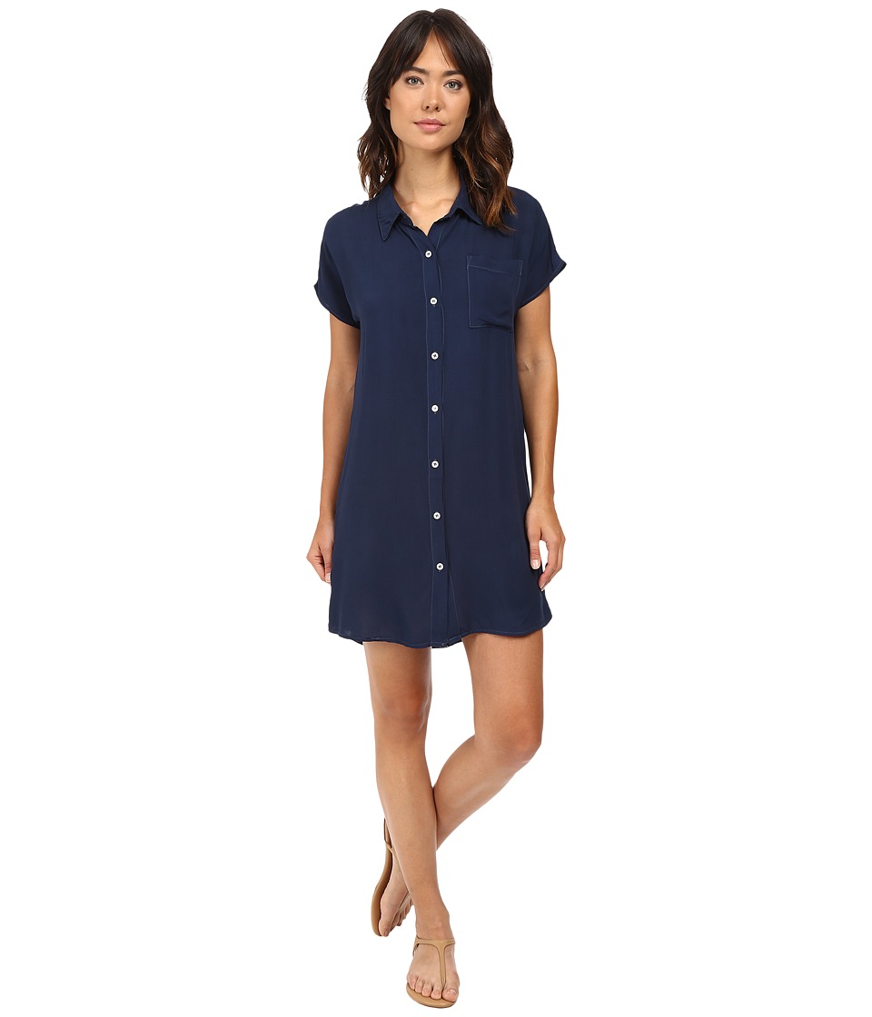 Allen Allen - High-Low Shirtdress (Blue Ink) Women
