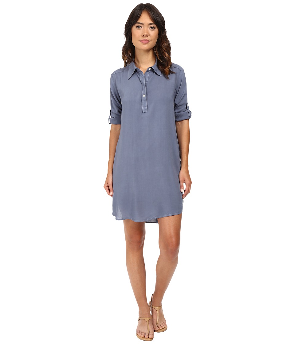 Allen Allen - High-Low Shirtdress (Blue Haze) Women