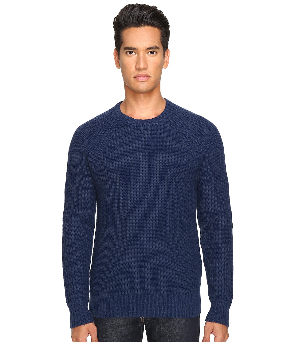 Jack Spade Shaker Stitch Ribbed Crew Neck Sweater (Dark Blue) Men