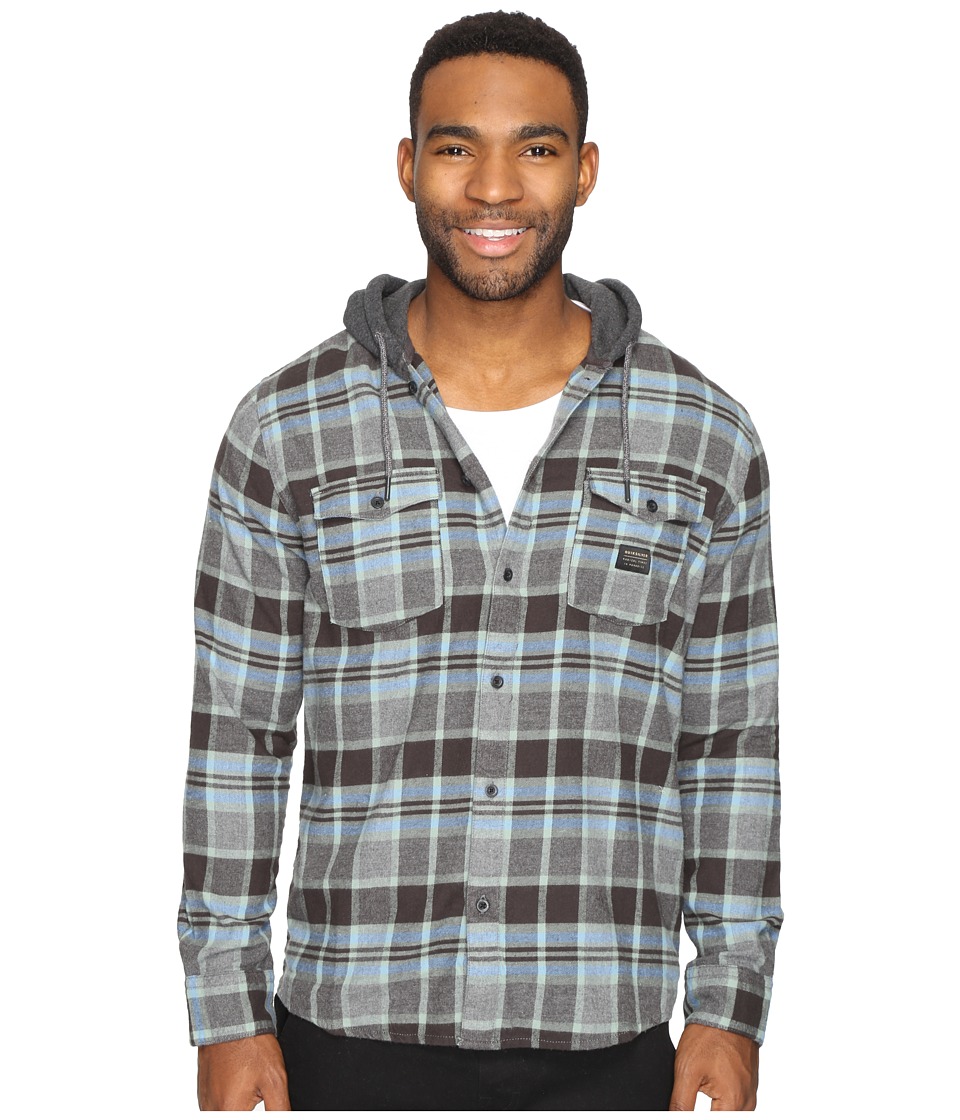Quiksilver - Fellow Player Hooded Woven Button Up Flannel (Tarmac) Men