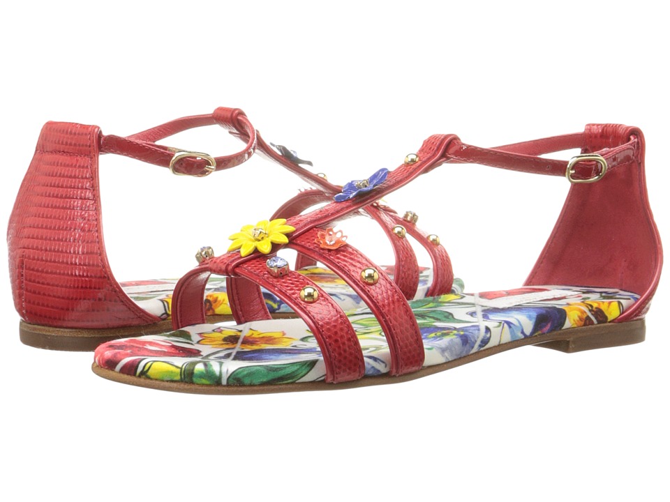 Dolce & Gabbana Kids Escape Jeweled Sandal (Little Kid/Big Kid) (Rosso) Girls Shoes
