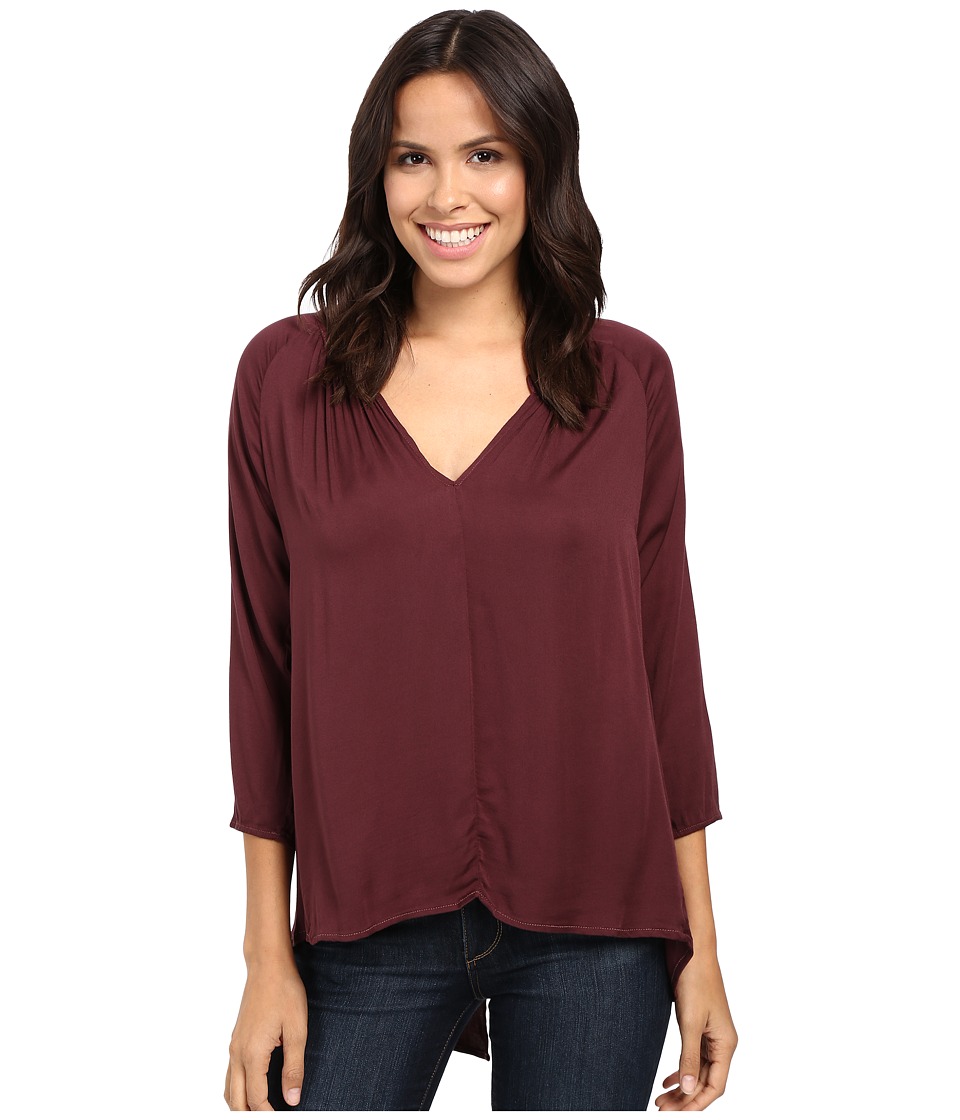 Michael Stars Romy Rayon Long Sleeve Hi-Low Crossback Top (Rosewood) Women