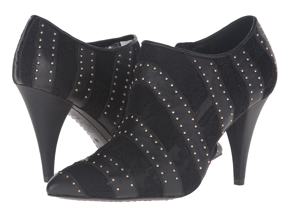 Alice + Olivia Calissa (Black Calf/Lace Mesh/Gold Studs) Women