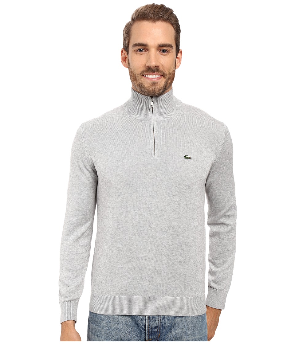 Lacoste Segment 1 1/4 Zip Jersey Sweater (Silver Grey Chine) Men