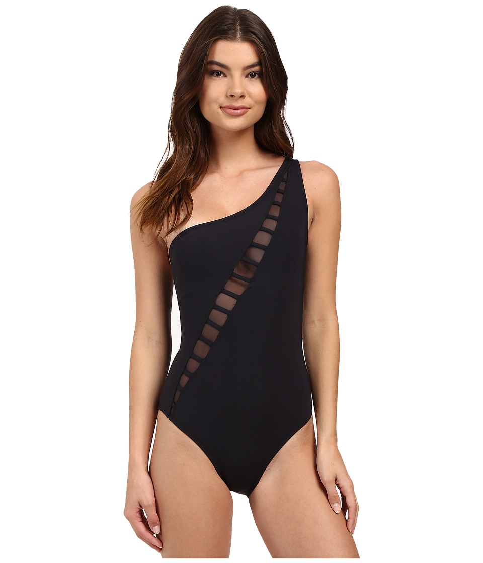 Bleu Rod Beattie Meshing Around Asymmetrical Mio One-Piece w/ Removable Cups (Black) Women