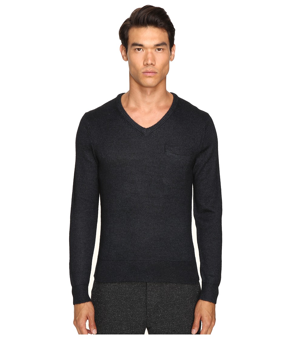 Todd Snyder Alpaca Silk V-Neck Sweater (Black) Men