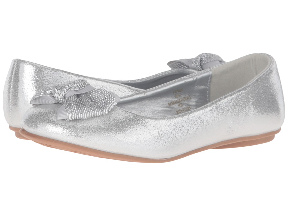 kensie girl Kids Glitter Bow Ballet (Little Kid/Big Kid) (Silver Shine) Girls Shoes