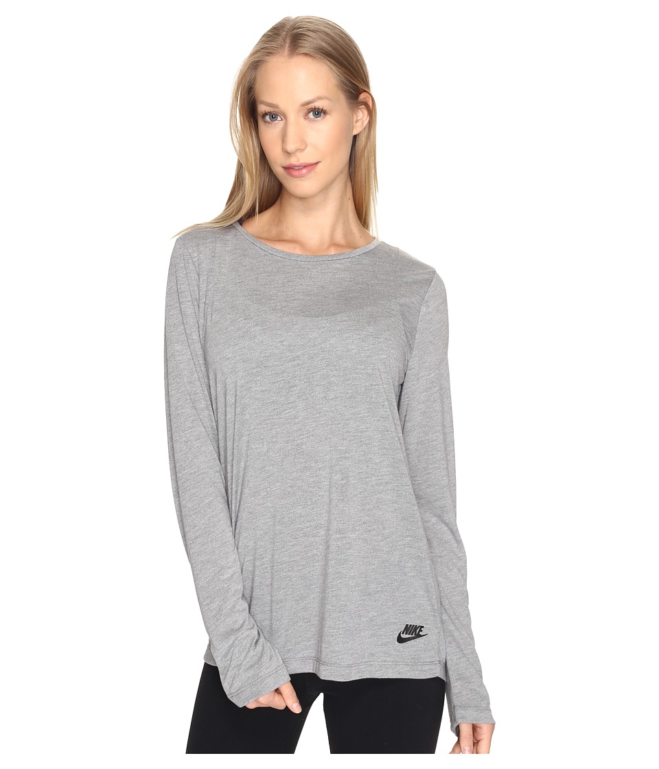 Nike Sportswear Essential Long Sleeve Top (Carbon Heather/Anthracite/Black) Women