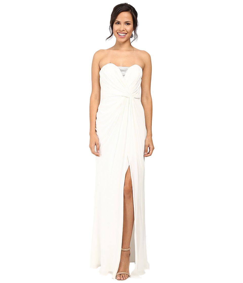 Badgley Mischka Strapless Asymmetrical Draped Gown Ivory Dress Badgley Mischka Strapless Asymmetrical Draped Gown Ivory Dress