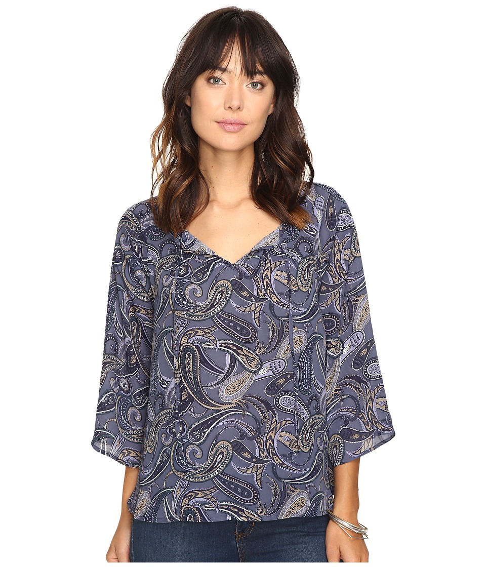 Jack by BB Dakota - Solas Printed Top (Indigo Blue) Women's Clothing Jack by BB Dakota - Solas Printed Top (Indigo Blue) Women's Clothing