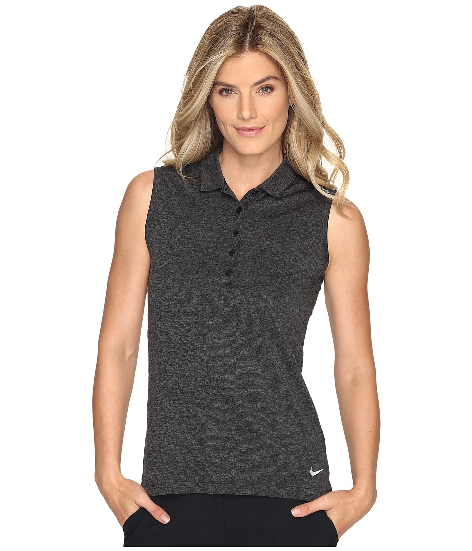 Nike Golf Sleeveless Heather Polo (Black/Heather/White) Women