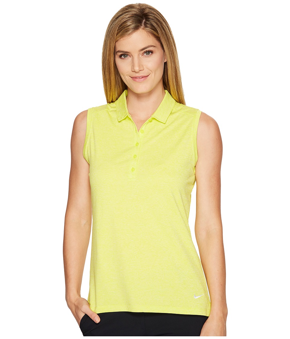 Nike Golf Sleeveless Heather Polo (Electrolime/Heather/White) Women