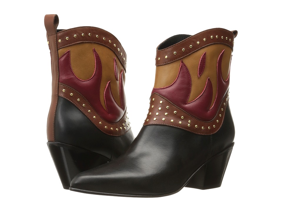 Just Cavalli Nappa with Fires Short Boots (Black/Brown) Women