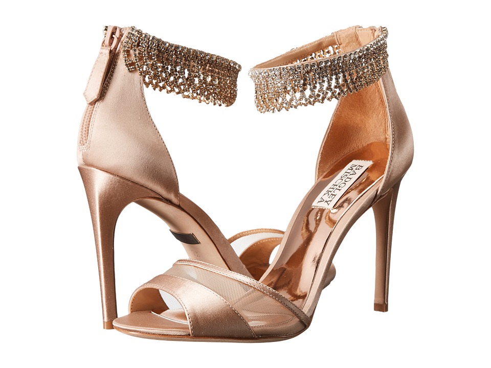 Badgley Mischka Gazelle (Latte Satin/Mesh) High Heels