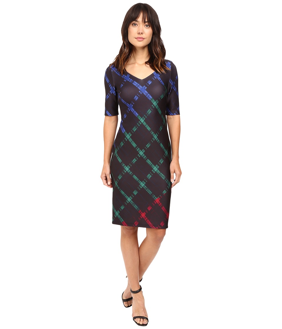 Taylor Printed Scuba Dress (Black/Emerald) Women