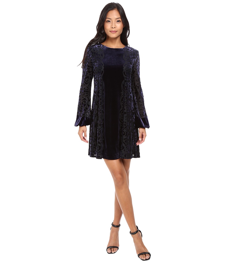 Taylor Burnout Evelvet Trapez Dress (Ink Black) Women