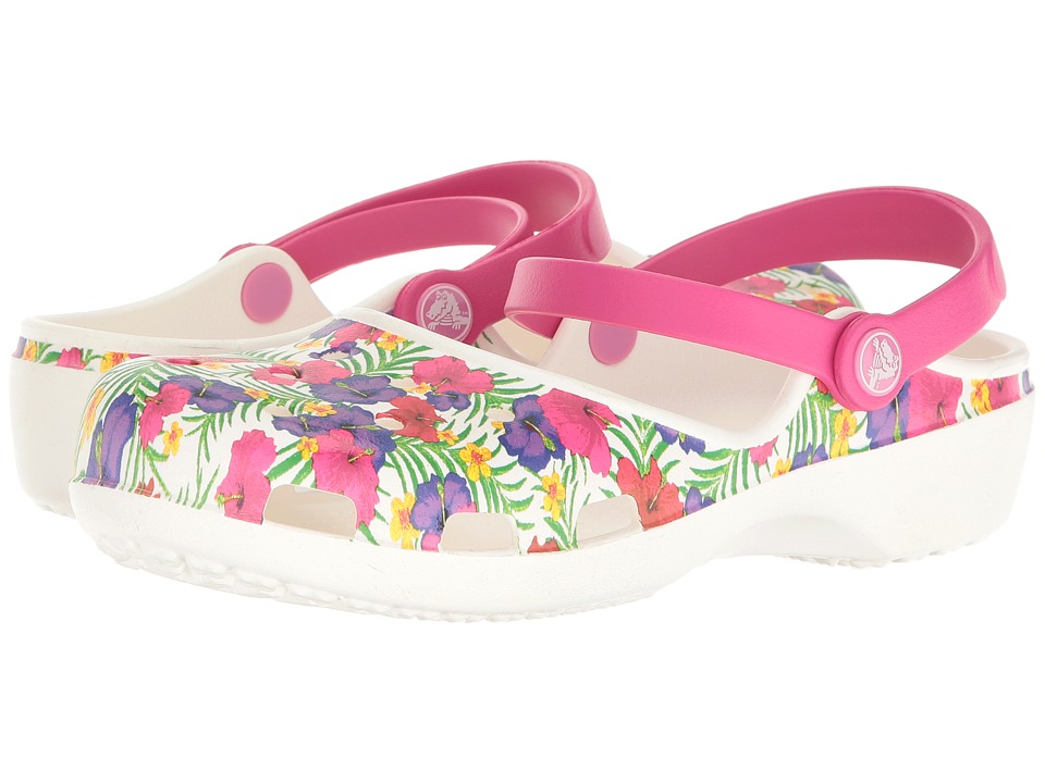 Crocs - Karin Graphic Clog (White/Floral) Women's Clog/Mule Shoes Crocs - Karin Graphic Clog (White/Floral) Women's Clog/Mule Shoes