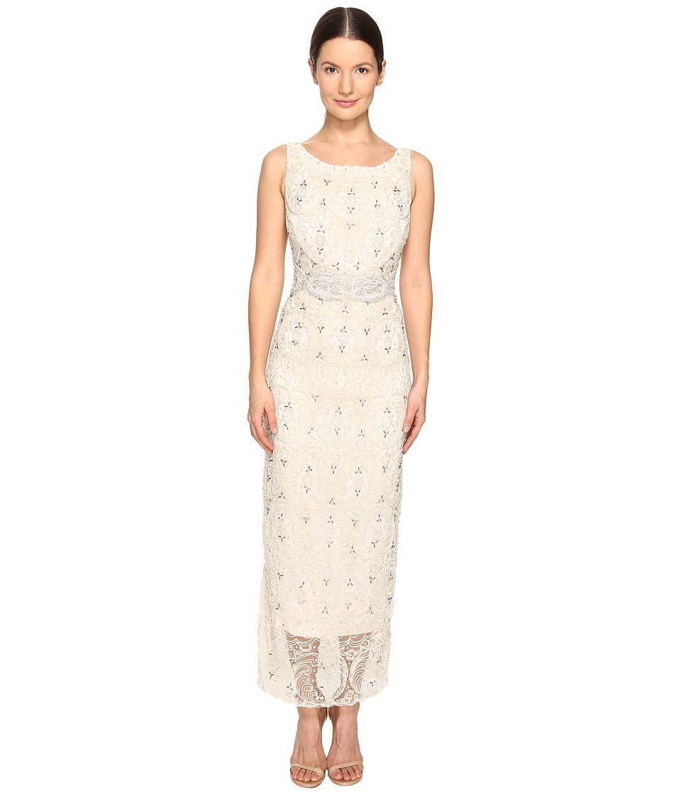 Marchesa Crystal and Pearl Column Gown Belt Ivory Dress Marchesa Crystal and Pearl Column Gown Belt Ivory Dress