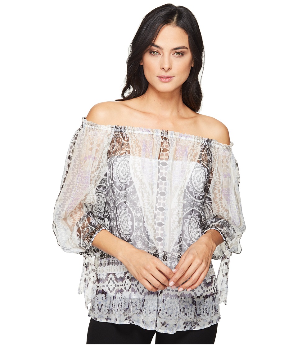 Hale Bob - Force of Nature Washed Silk Georgette Off the Shoulder Top (Beige) Women's Clothing Hale Bob - Force of Nature Washed Silk Georgette Off the Shoulder Top (Beige) Women's Clothing