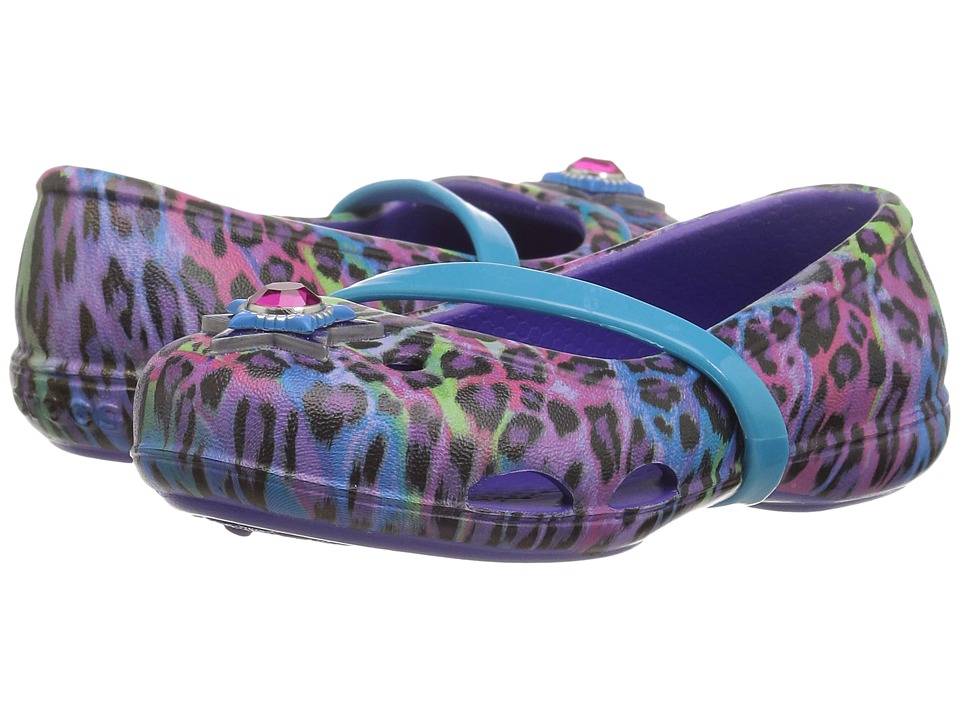 Crocs Kids Lina Graphic Flat (Toddler/Little Kid) (Ultaviolet) Girls Shoes