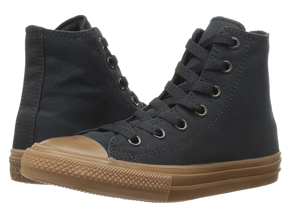 Converse Kids Chuck Taylor All Star II Hi (Little Kid) (Black/Black/Gum) Boys Shoes