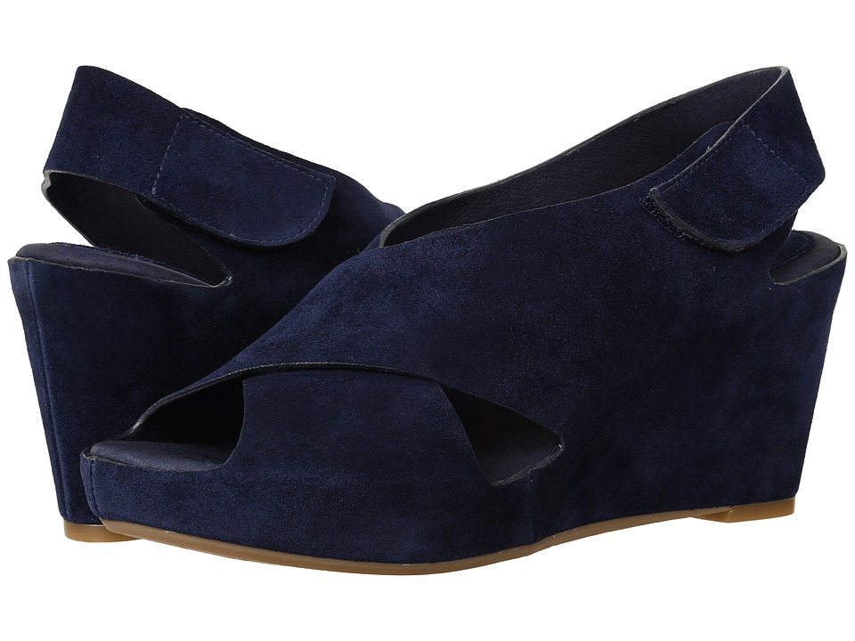Johnston & Murphy Tori Cross Band Wedge (Navy Suede) Women