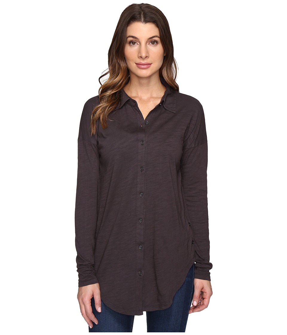 Mod-o-doc Slub Jersey Drop Shoulder Side Button Shirt (Dark Nickel) Women