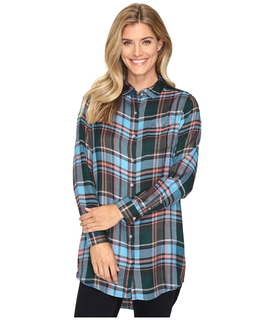 Jag Jeans Magnolia Tunic in Yarn-Dye Rayon Plaid (Turquoise Plaid) Women