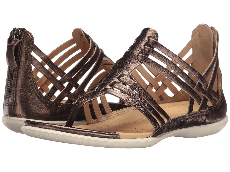 ECCO Flash Lattice T-Sandal (Licorice Cow Leather) Women