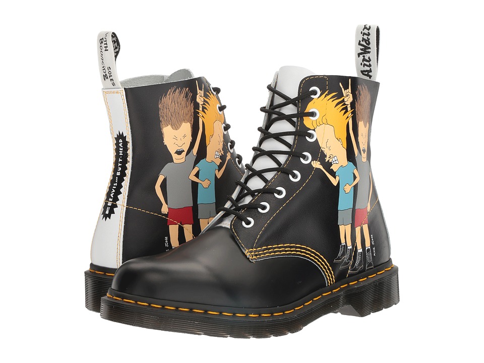 Dr. Martens Beavis and Butt-Head Pascal (Black/White B&B Smooth/Backhand) Boots