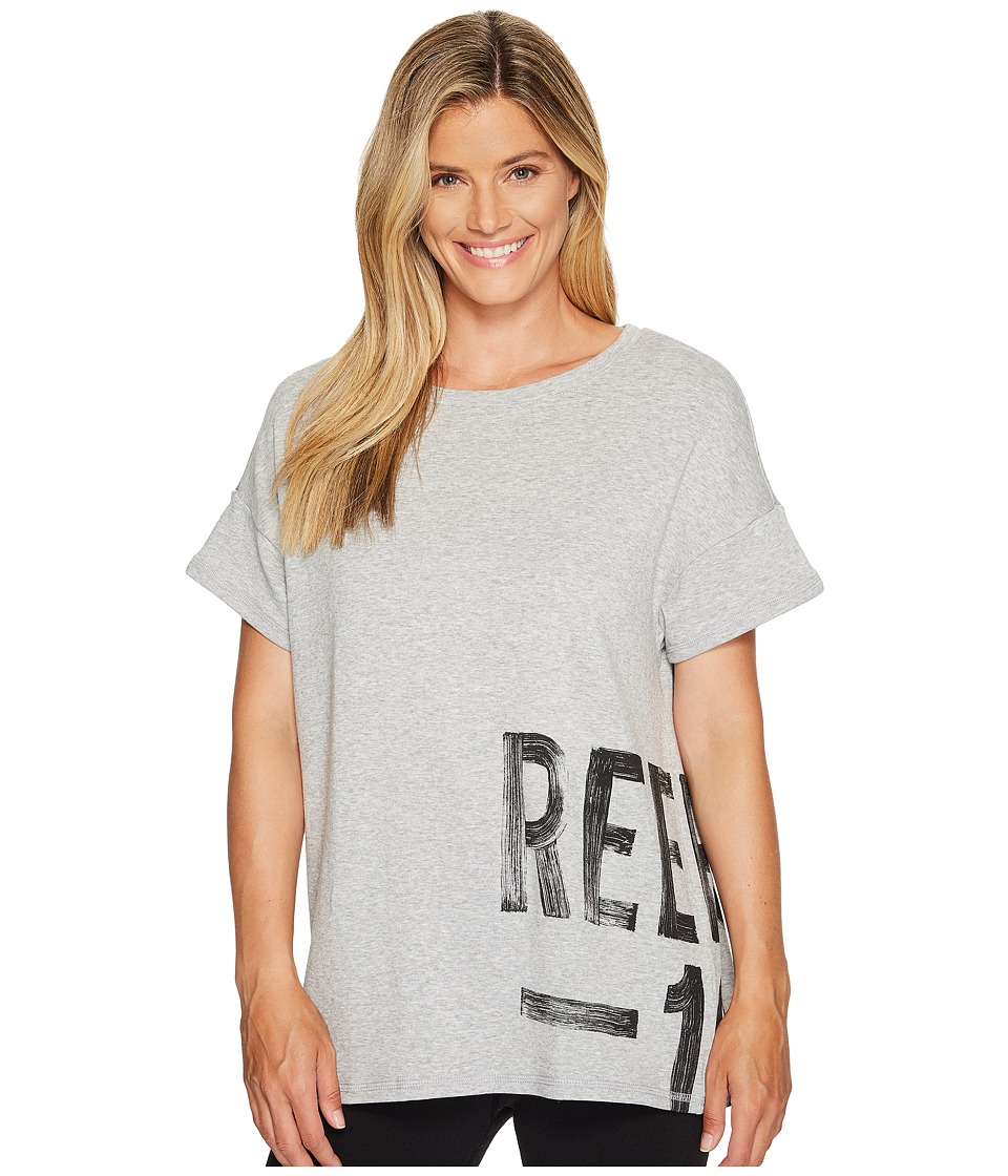 Reebok S Faves Short Sleeve Shirt (Medium Grey Heather) Women